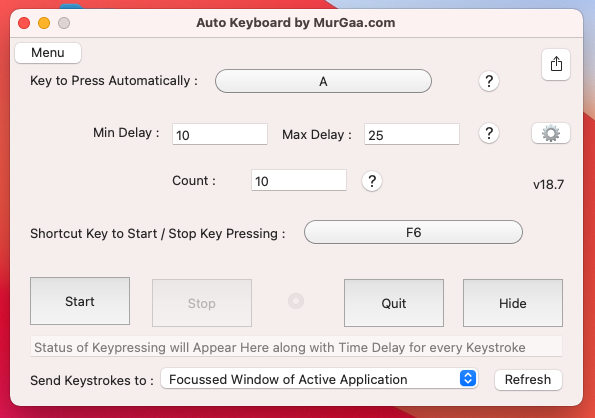 Screenshot of Auto Keyboard by MurGaa.com