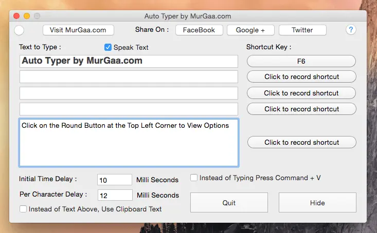 Screenshot of Mac Auto Typer by MurGaa.com