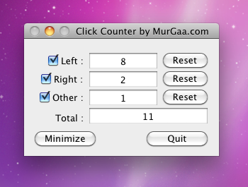 Screenshot of Mac Click Counter by MurGaa.com